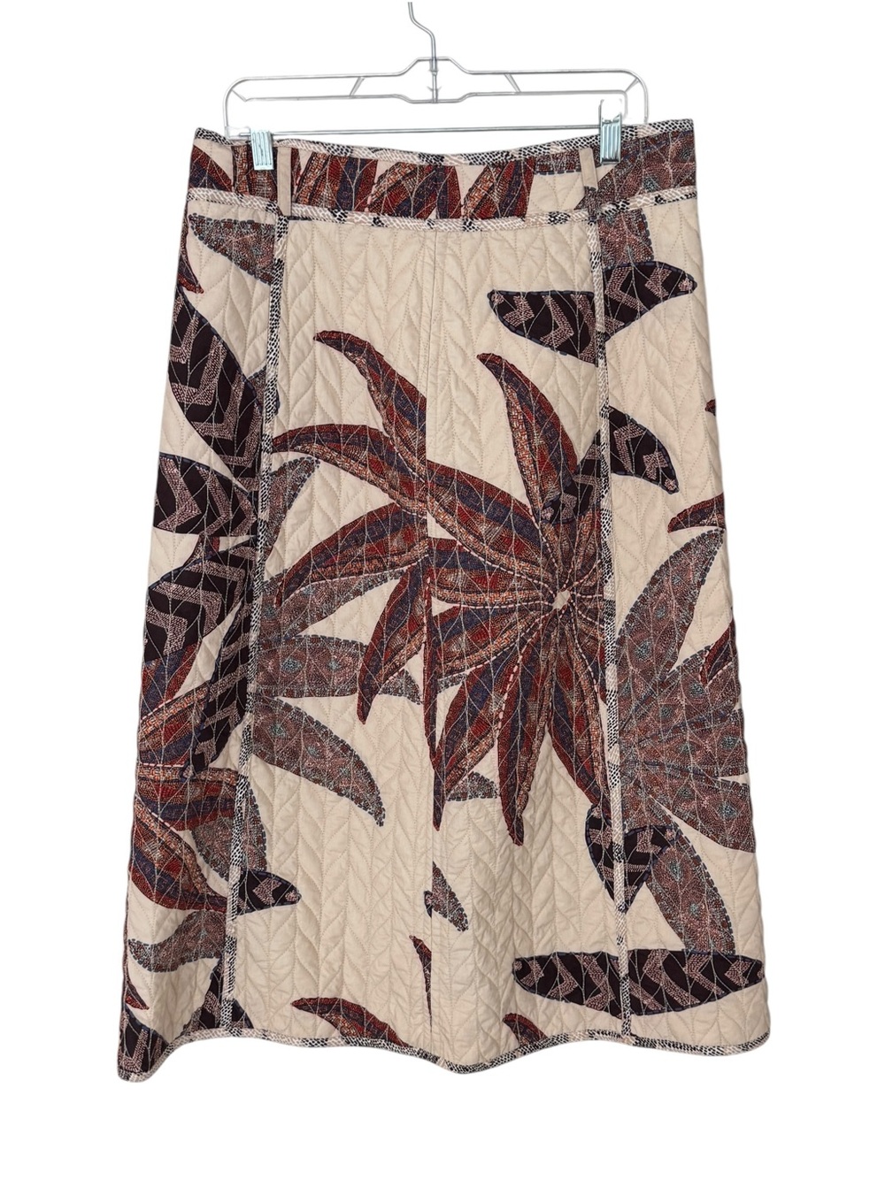 Marie Oliver Zoie Quilted A-Line Cotton Midi Skirt Floral Size 14 XL Reversible